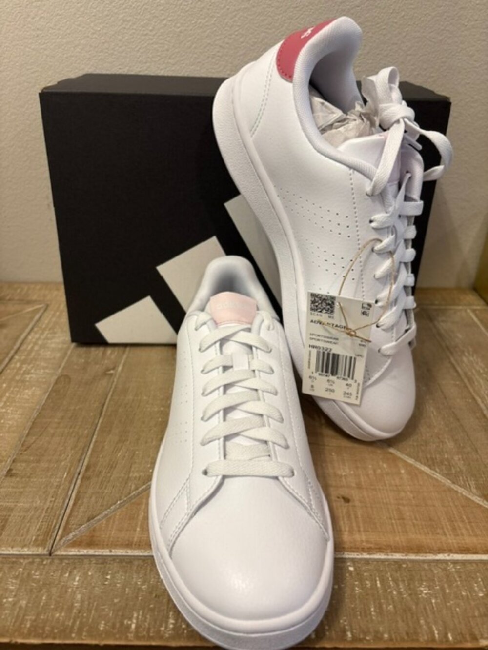 NEW adidas Advantage Cloud White Pink Strata Sneakers Women